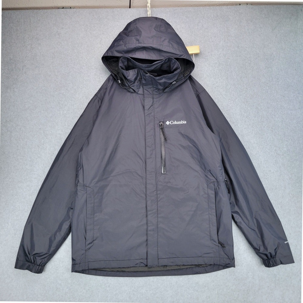 Columbia Omni Tech Rain Jacket Mens Medium Black Waterproof Ripstop XM0776